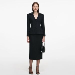 Self-Portrait NEW BLACK BLAZER TAILORED MIDI DRESS